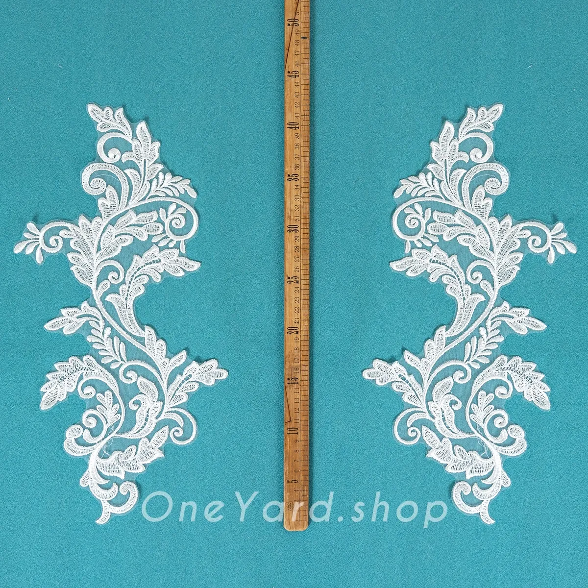 clear sequin fern like leaves lace appliques