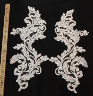 modern leaf swirl wedding lace patches mirror pair