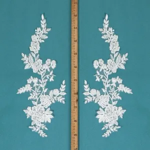 clear sequinned feminine off white floral lace appliques