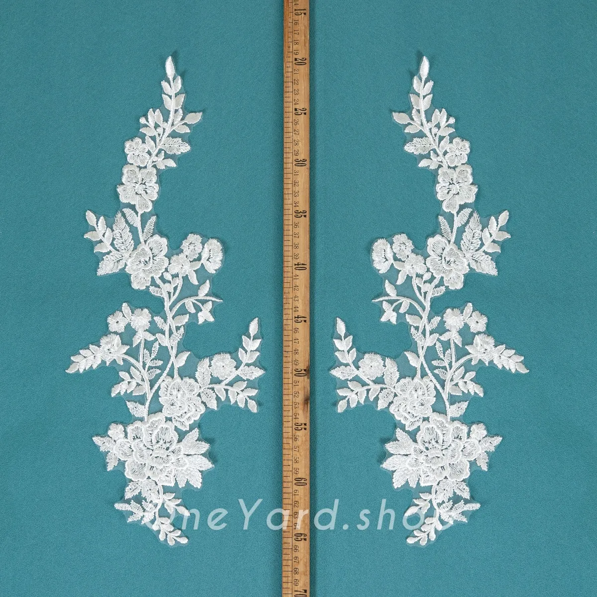 clear sequinned feminine off white floral lace appliques