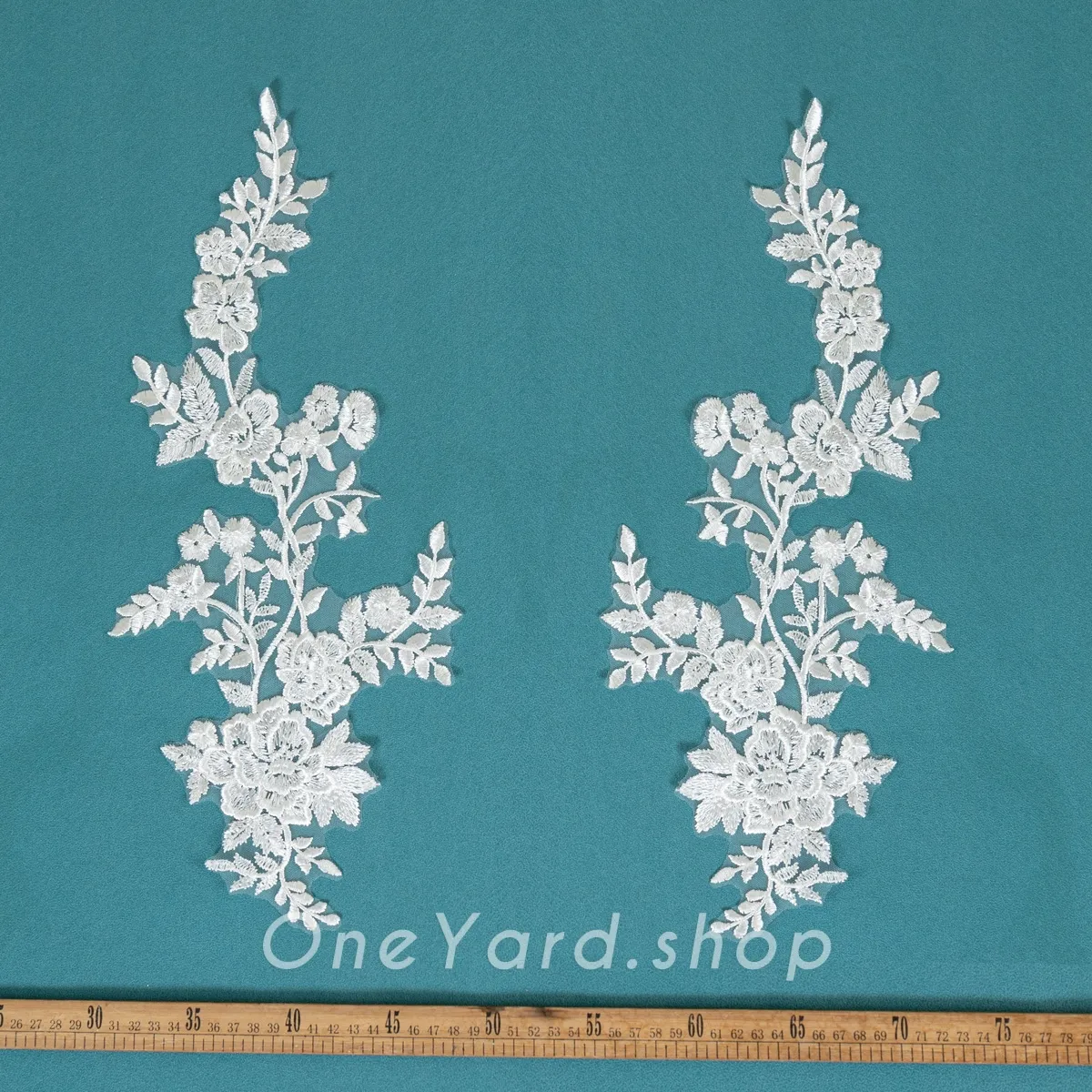 floral lace appliques pair for diy bridal headpiece