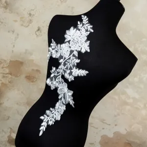 sequinned floral lace applique