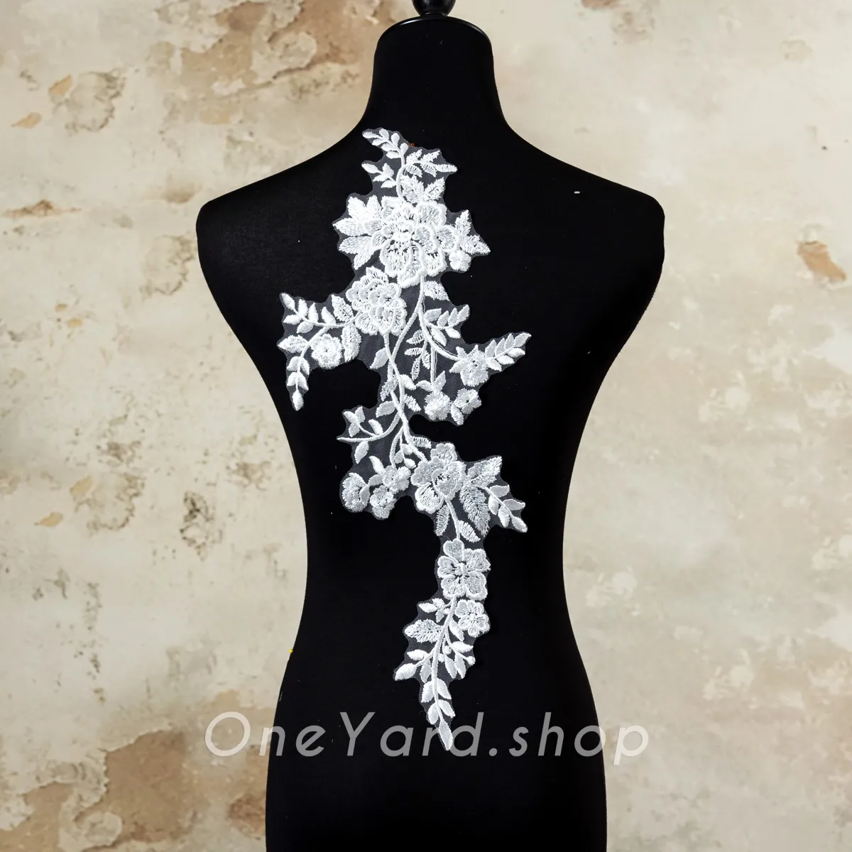 sequinned lace applique for vintage lace comb
