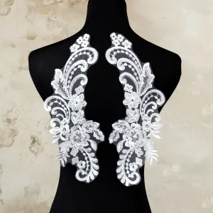 floral lace applique embroidered bridal patch motifs