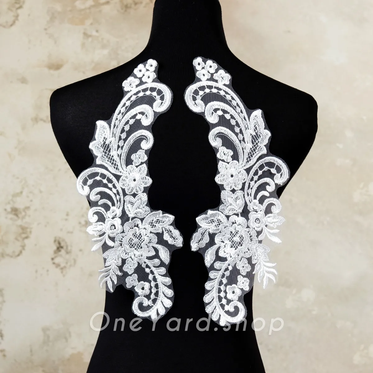 floral lace applique embroidered bridal patch motifs