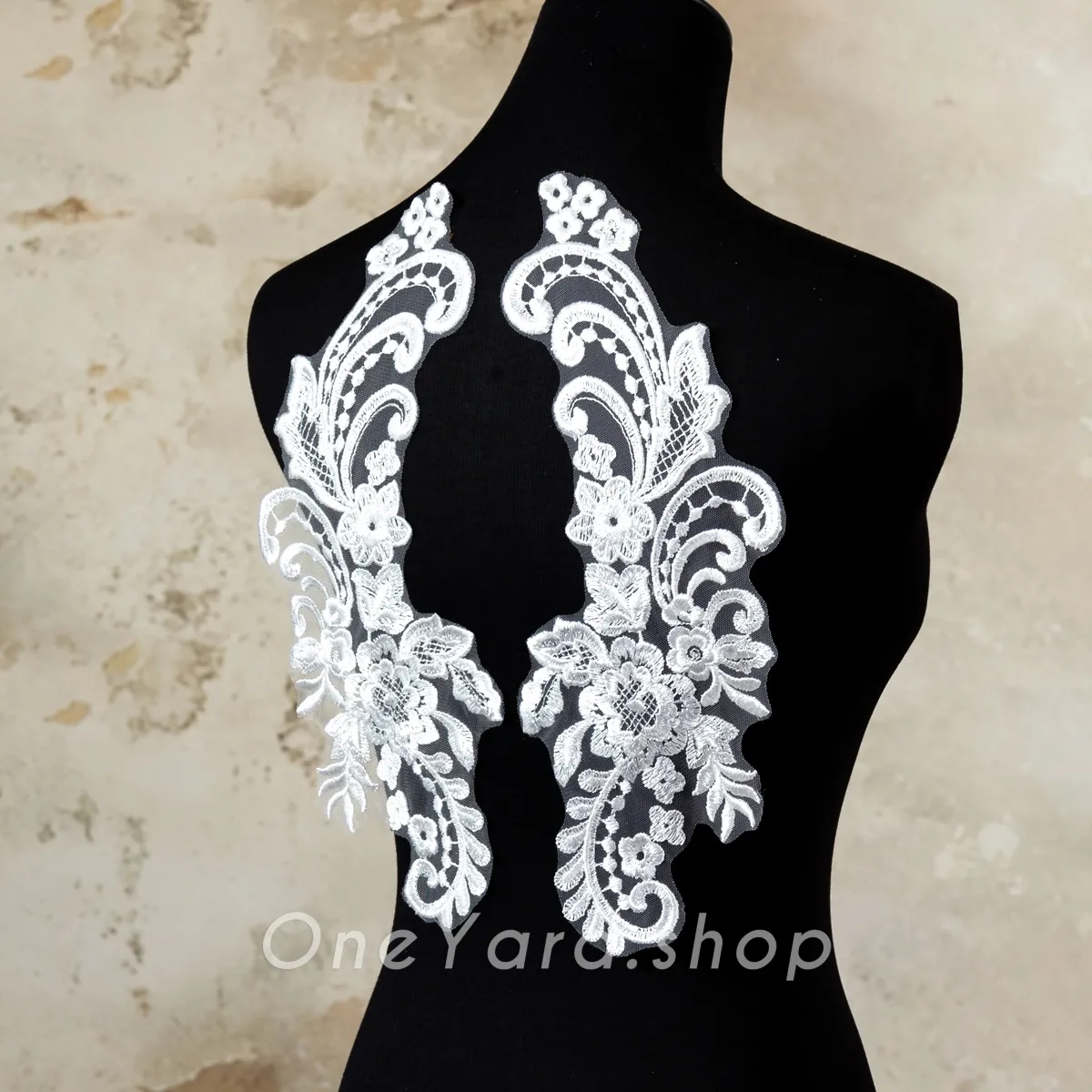 floral lace applique embroidered motifs