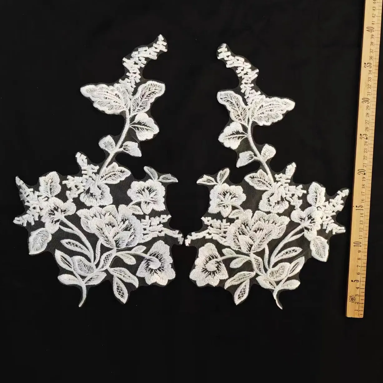 fashion floral lace bridal embroidery patches 1 pair