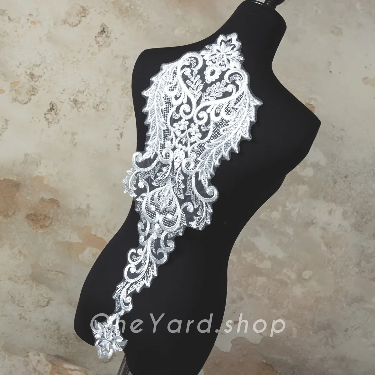 abstract pattern sequinned lace applique