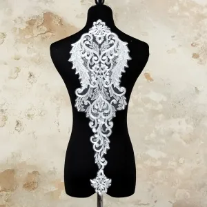 unique abstract pattern clear sequinned lace applique