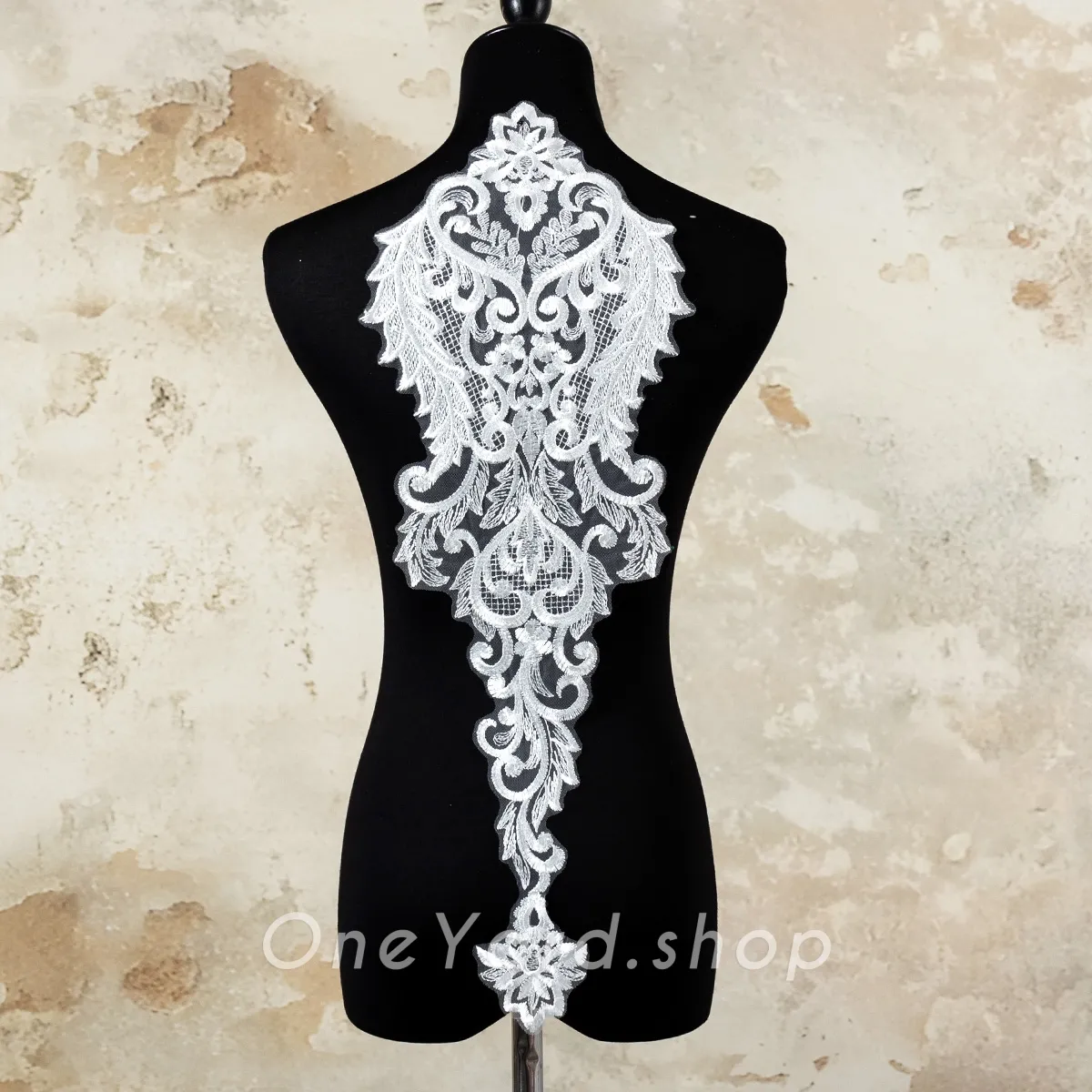 unique abstract pattern clear sequinned lace applique