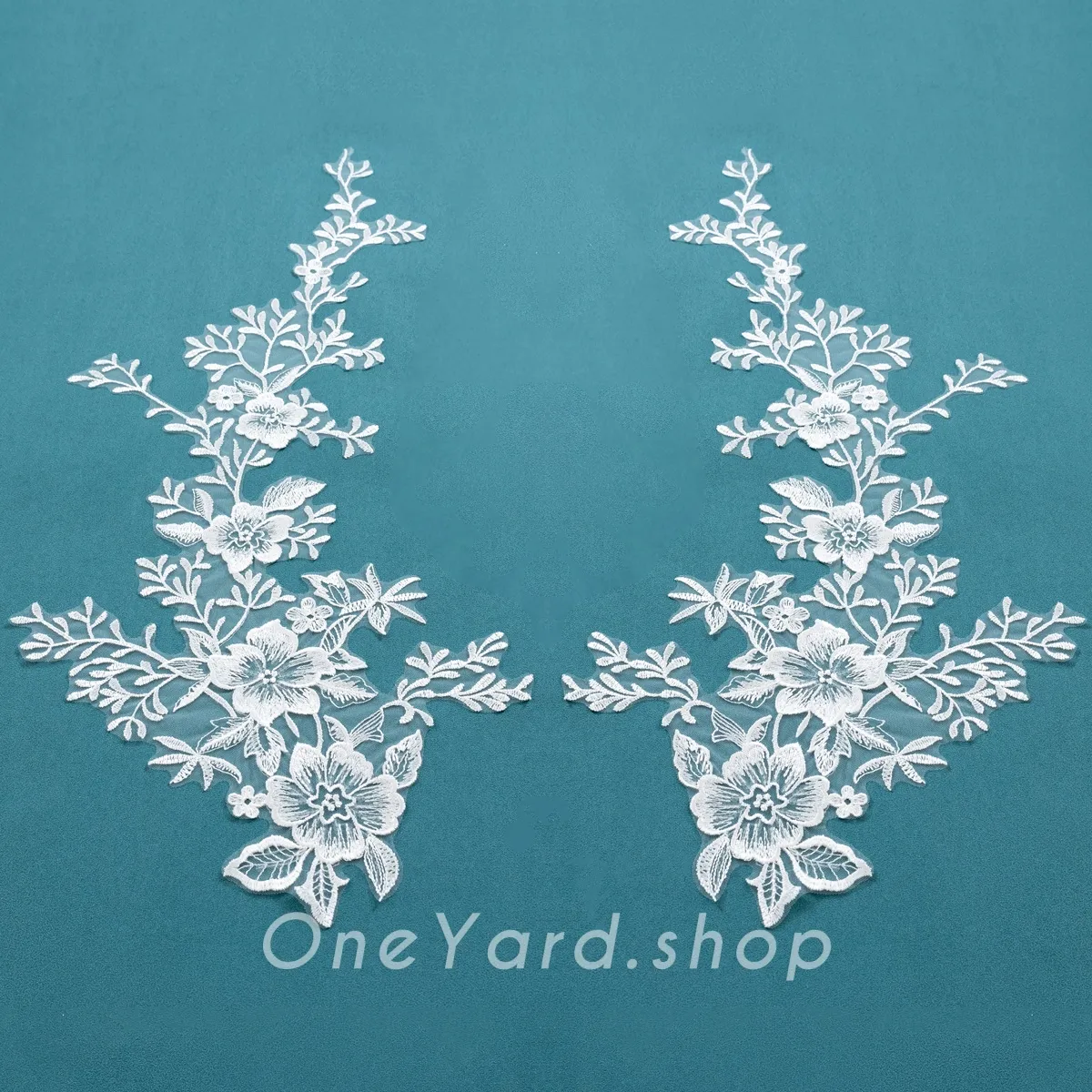 sequinned floral lace motifs for bridal jackets