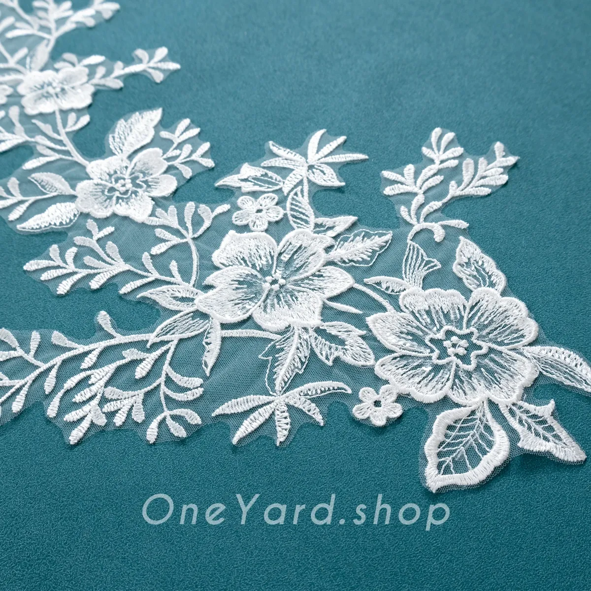 sequinned floral lace motifs for shoes