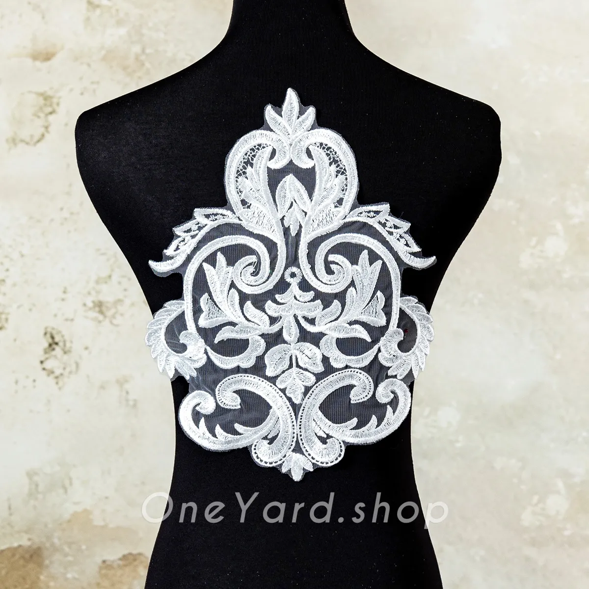 baroque lace applique with clear sequins 25x32cm baroque lace applique with clear sequins 25x32cm