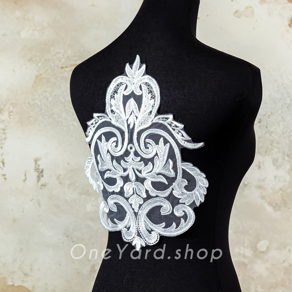 baroque lace applique with clear sequins baroque lace applique with clear sequins