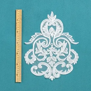off white Baroque scroll embroidered lace applique