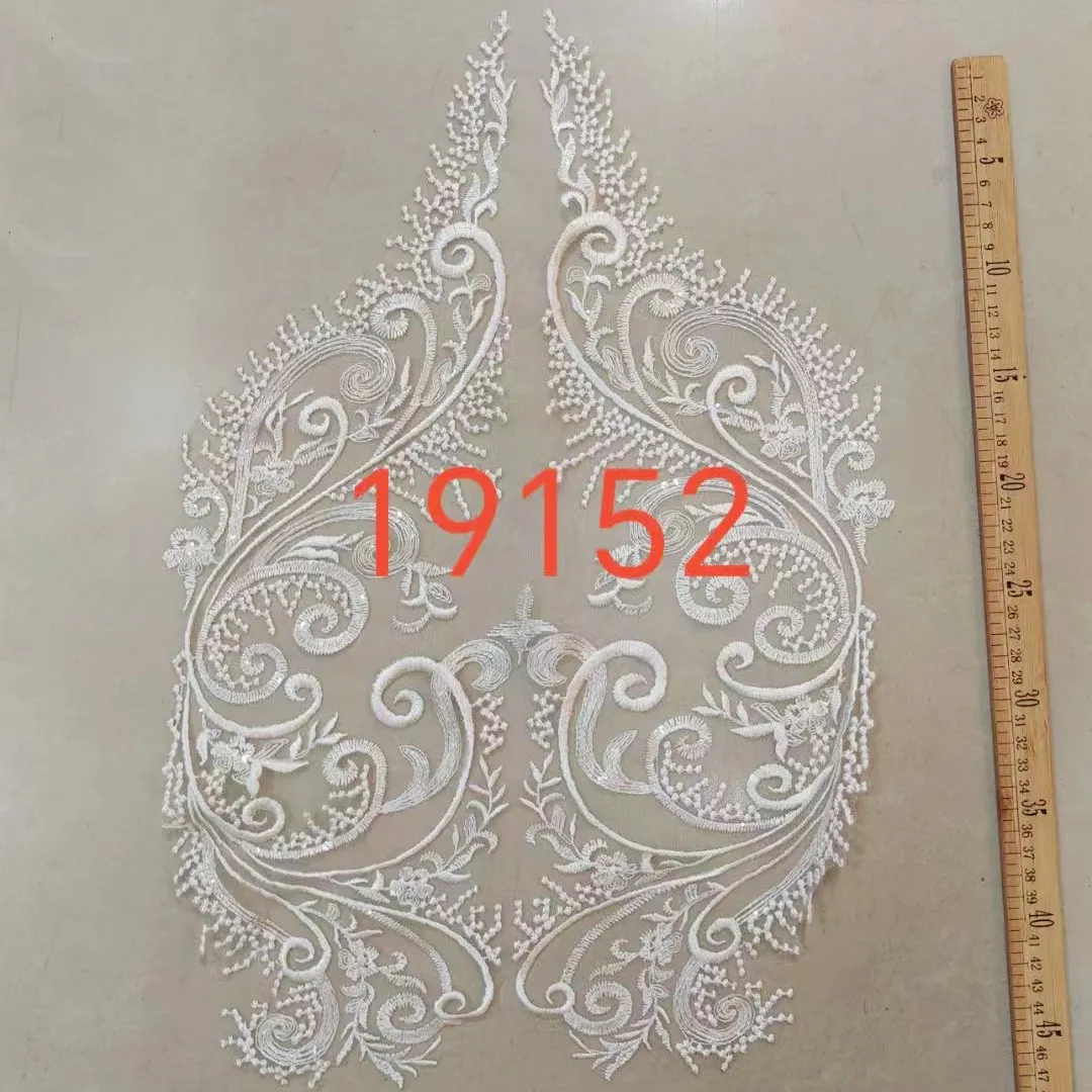 vintage floral applique symmetrical patch with sequins