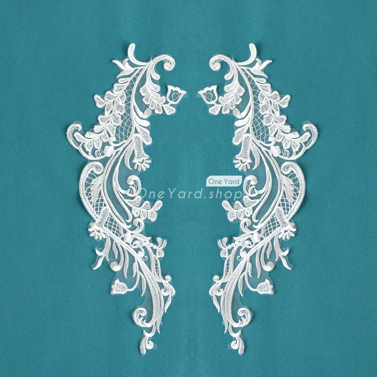 abstract floral pattern off white embroidered lace appliques