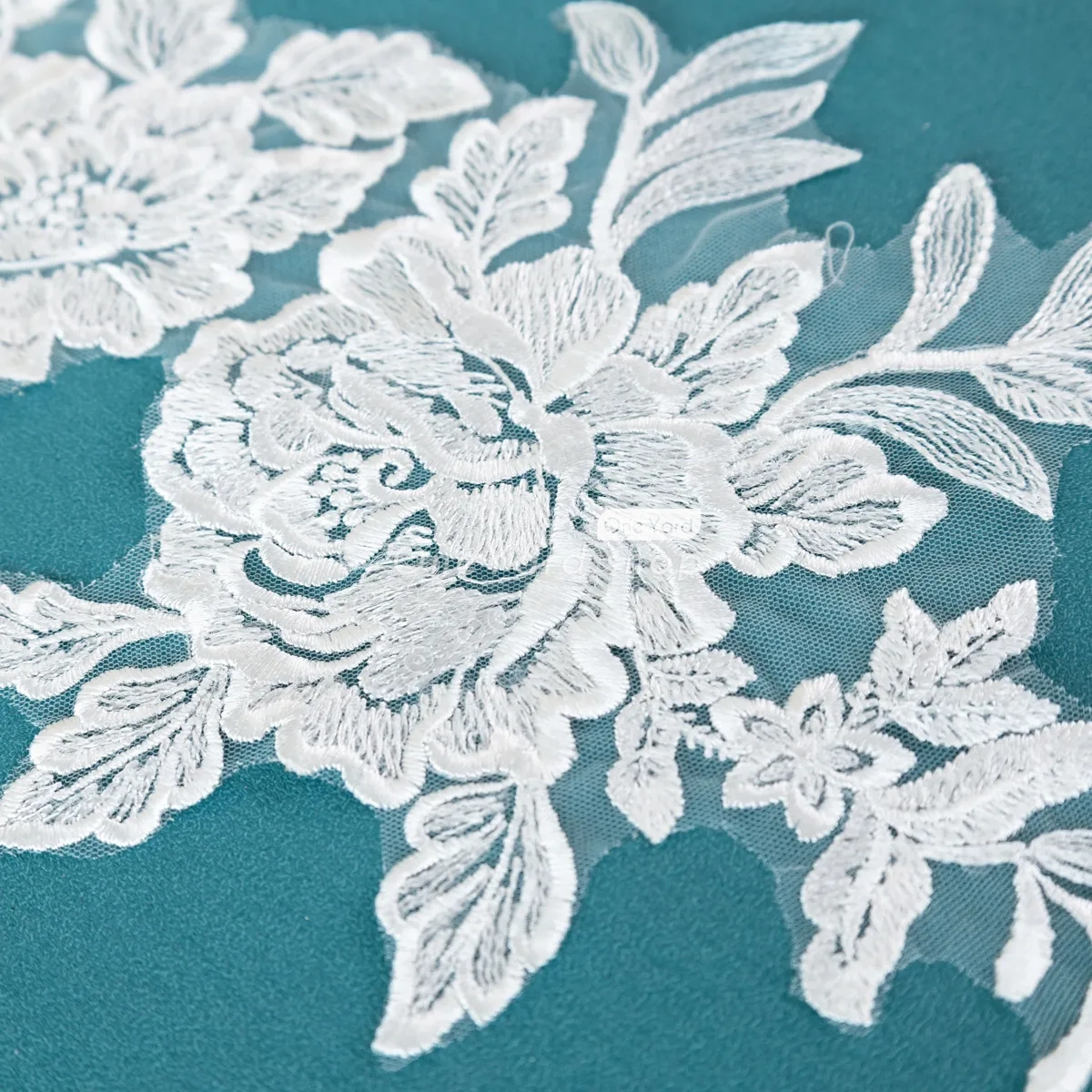 clear sequin embellished lace applique