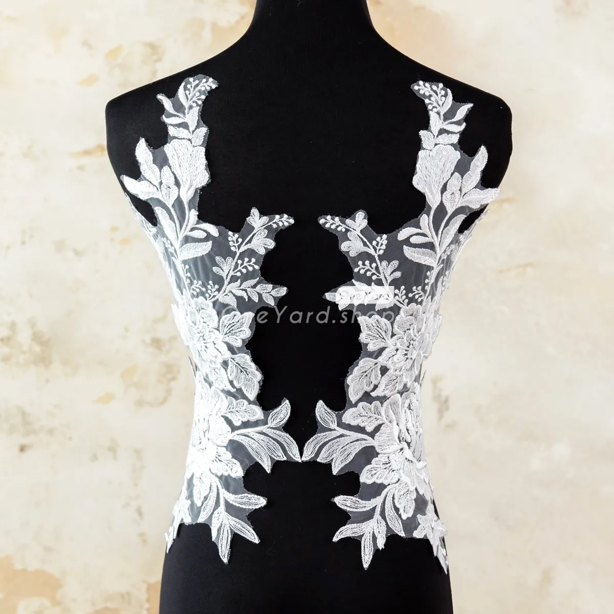 clear sequined floral lace appliques