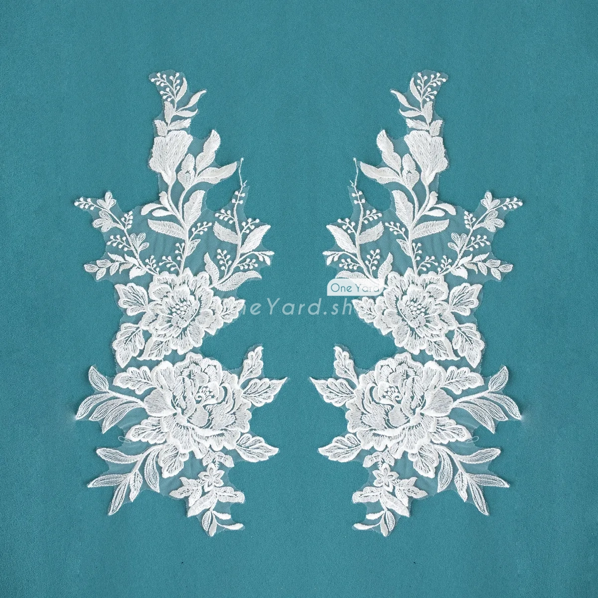 off white polyester embroidered lace appliques