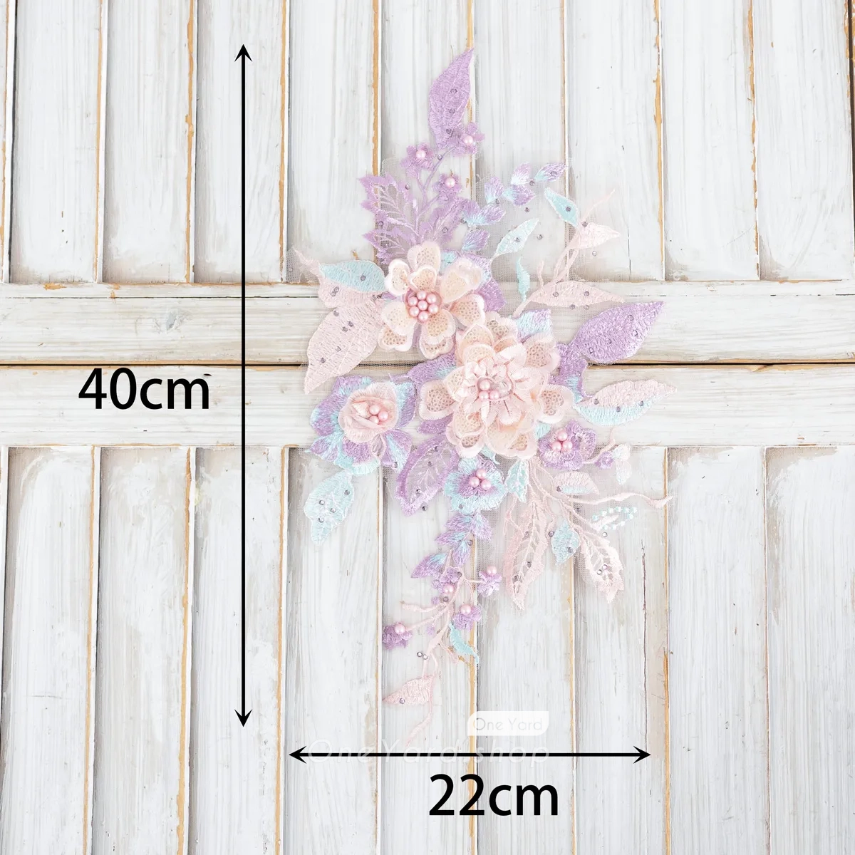 3D flower lilac and blush applique
