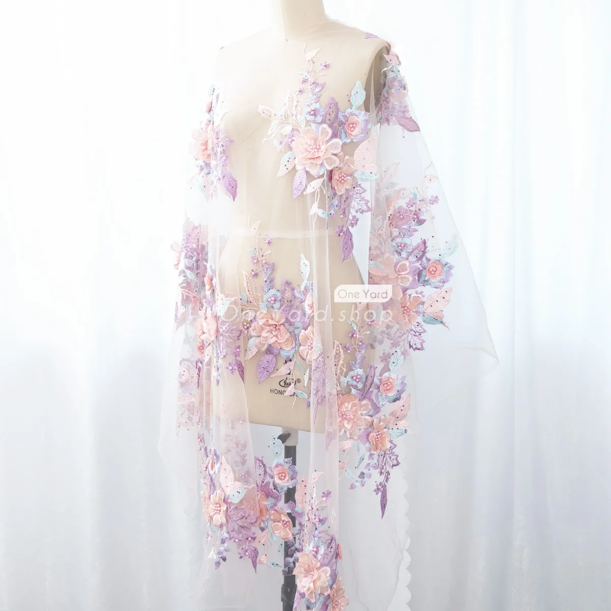 beautiful lilac and blush 3D flower applique for dresses
