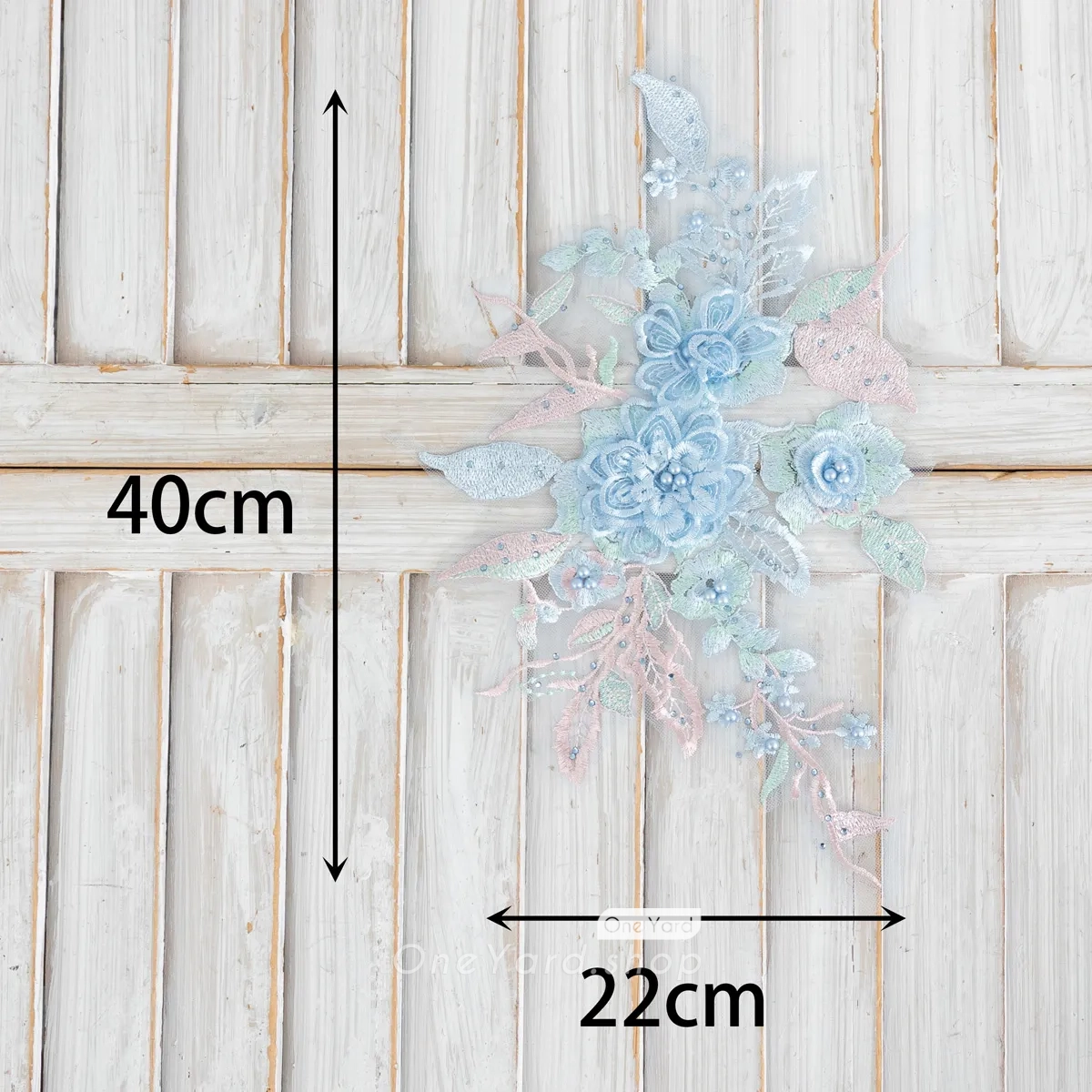baby blue 3d flower applique