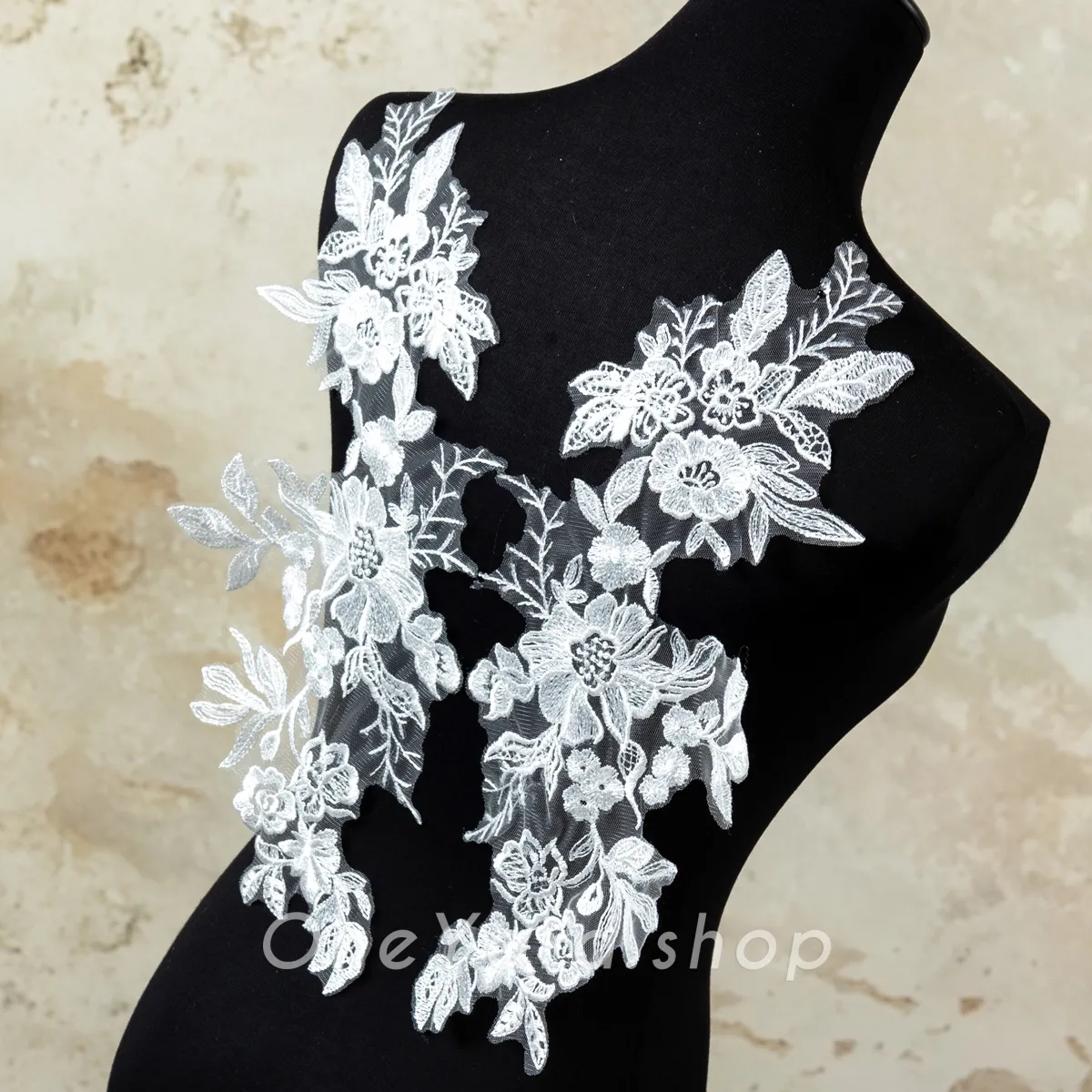 sequinned flower lace applique pairs sequinned flower lace applique pairs