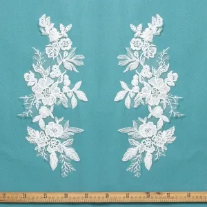 sequinned off white flower embroidery lace appliques