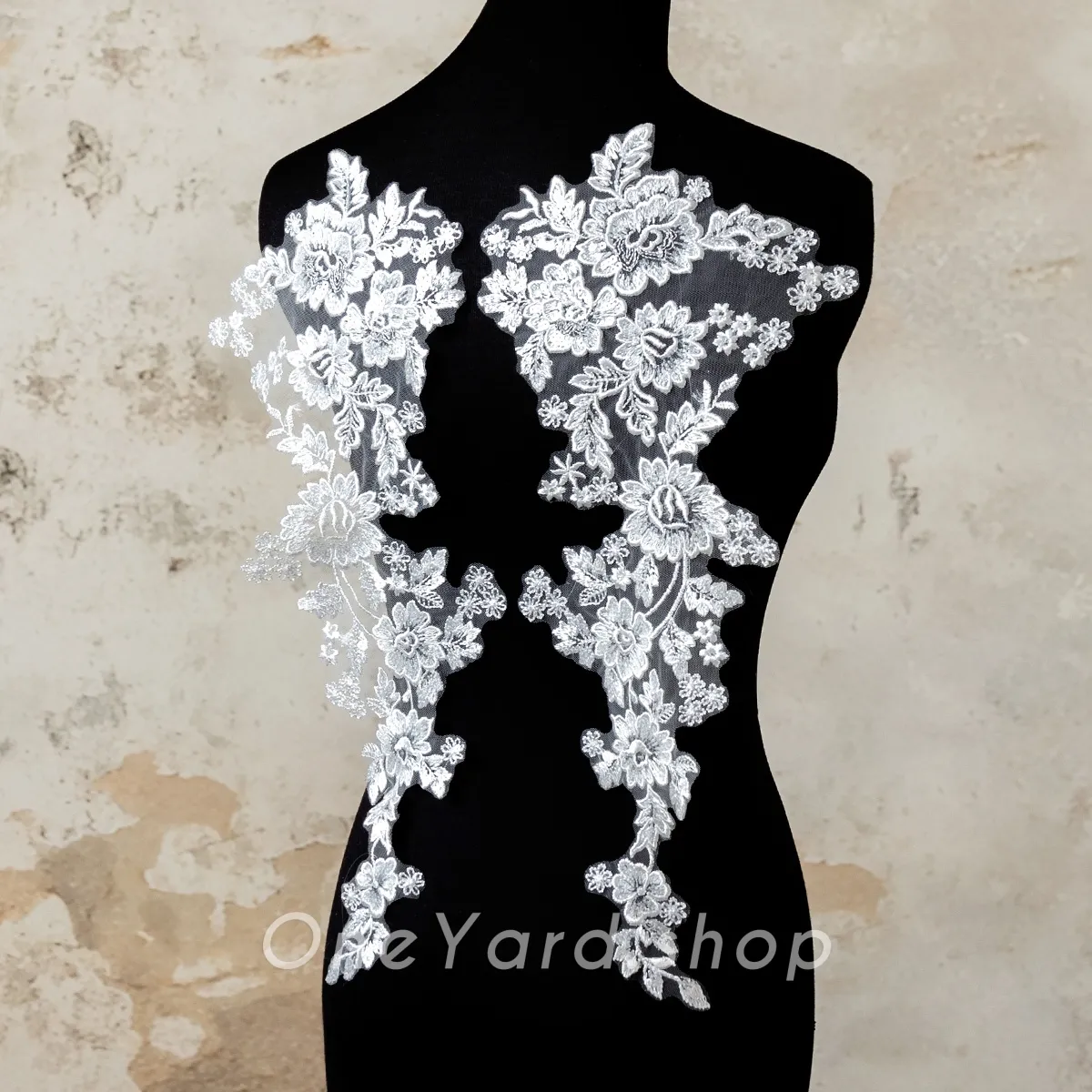 floral embroidery bridal patches mirror pair
