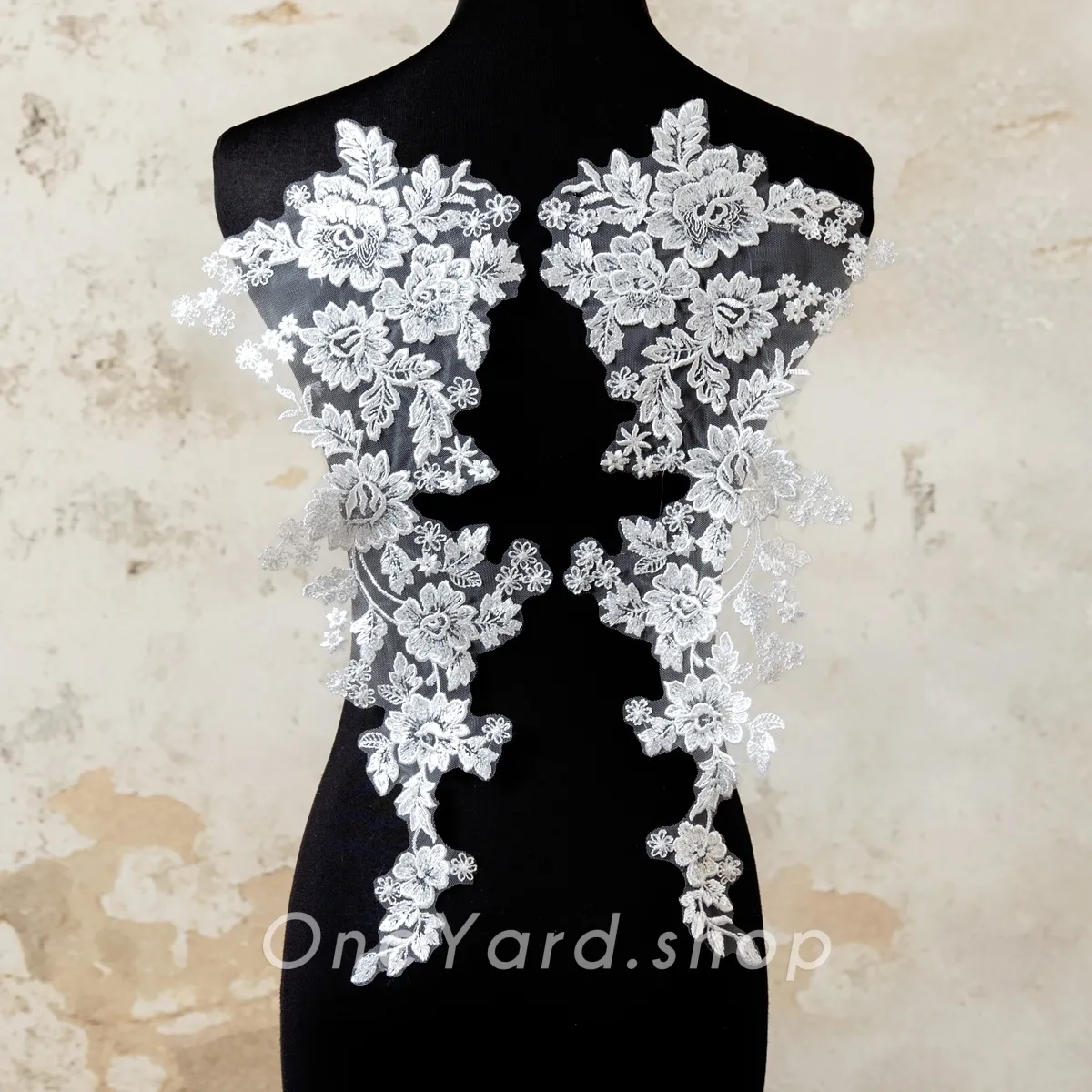 off white floral embroidery bridal patches