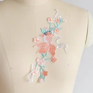 fish embroidered lace applique animal patch for costume