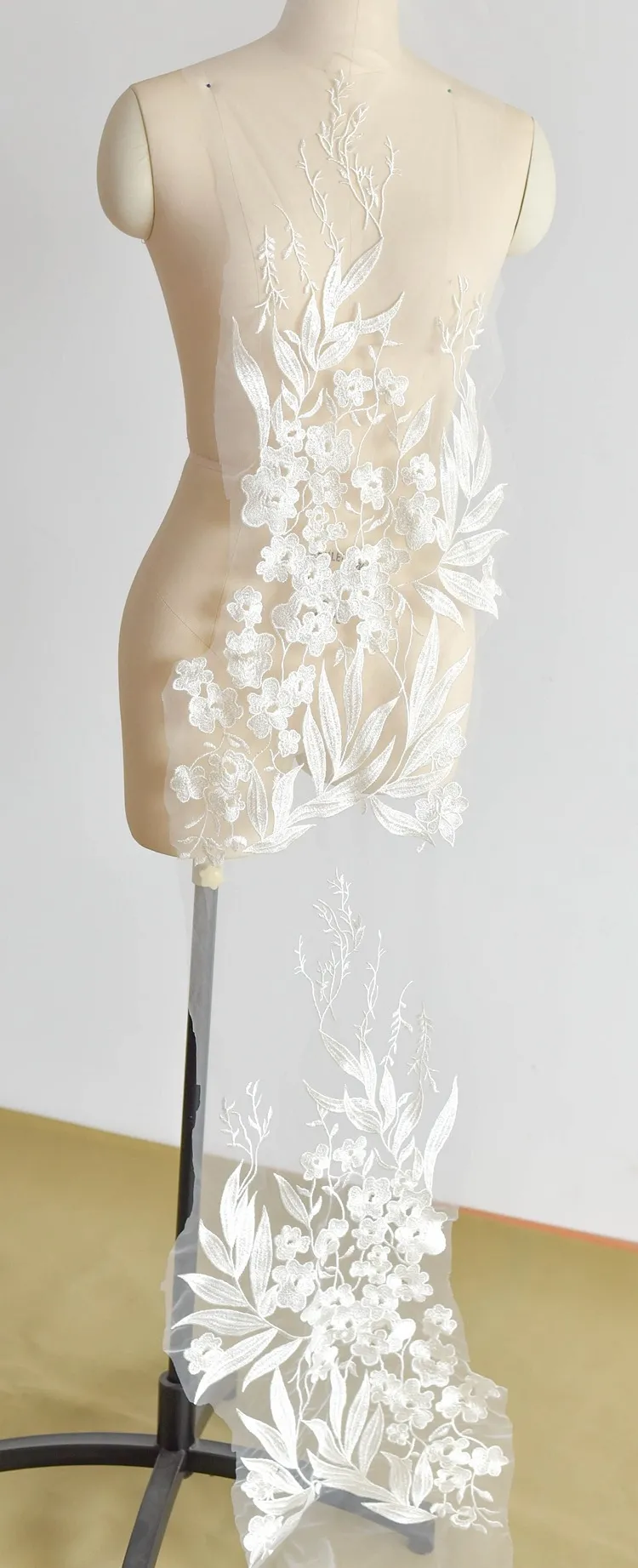 super large cotton floral lace applique for illusion bodice