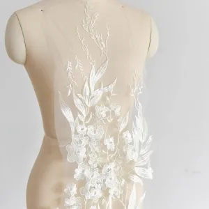 super large cotton floral lace applique with sequins