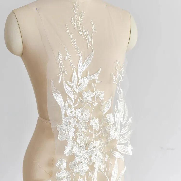super large cotton floral lace applique with sequins