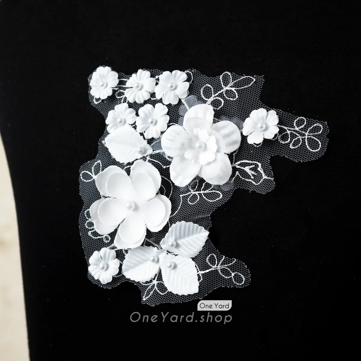 3D pearled flowers diy wedding headpiece lace applique