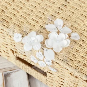 3d pearled flowers lace applique