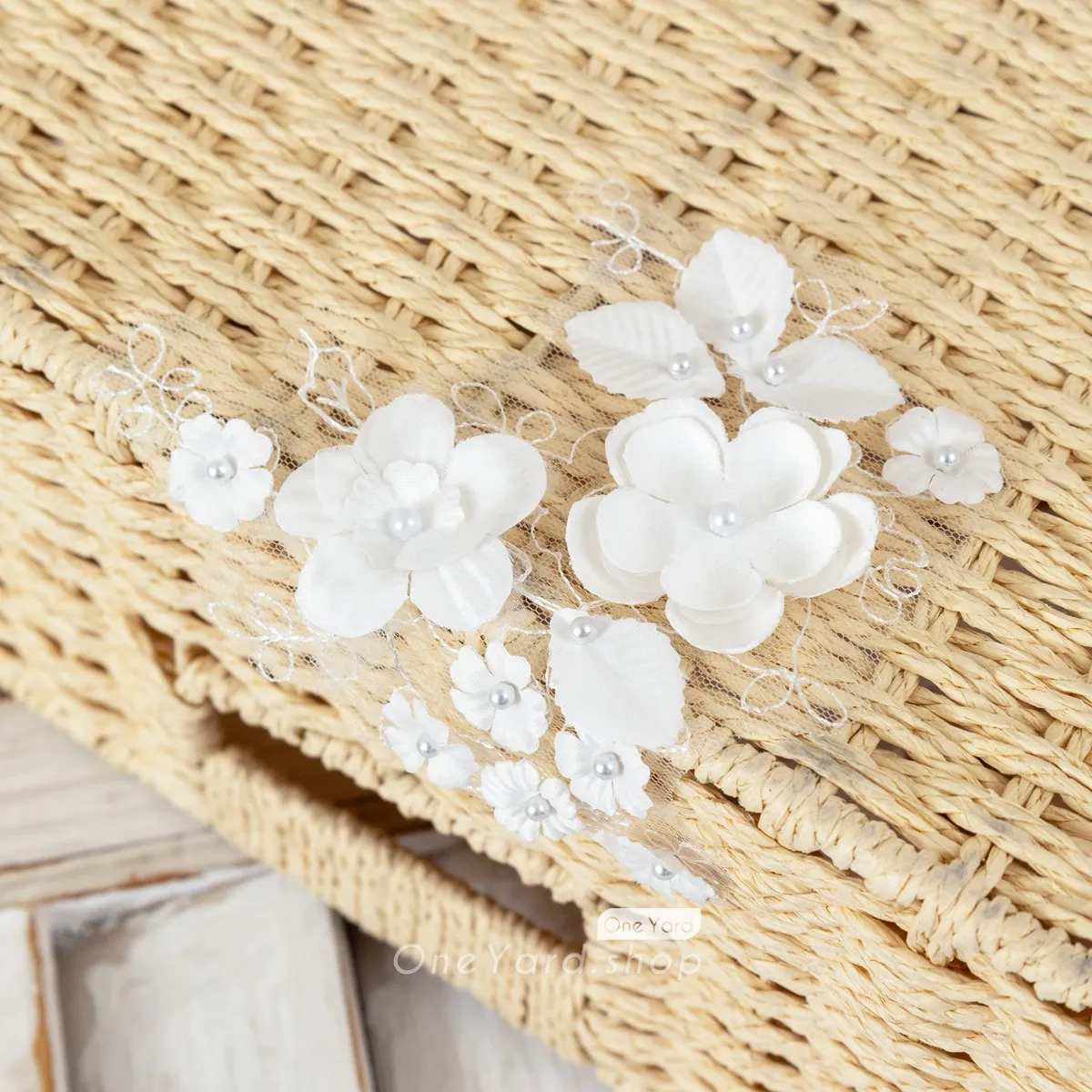 3d pearled flowers lace applique