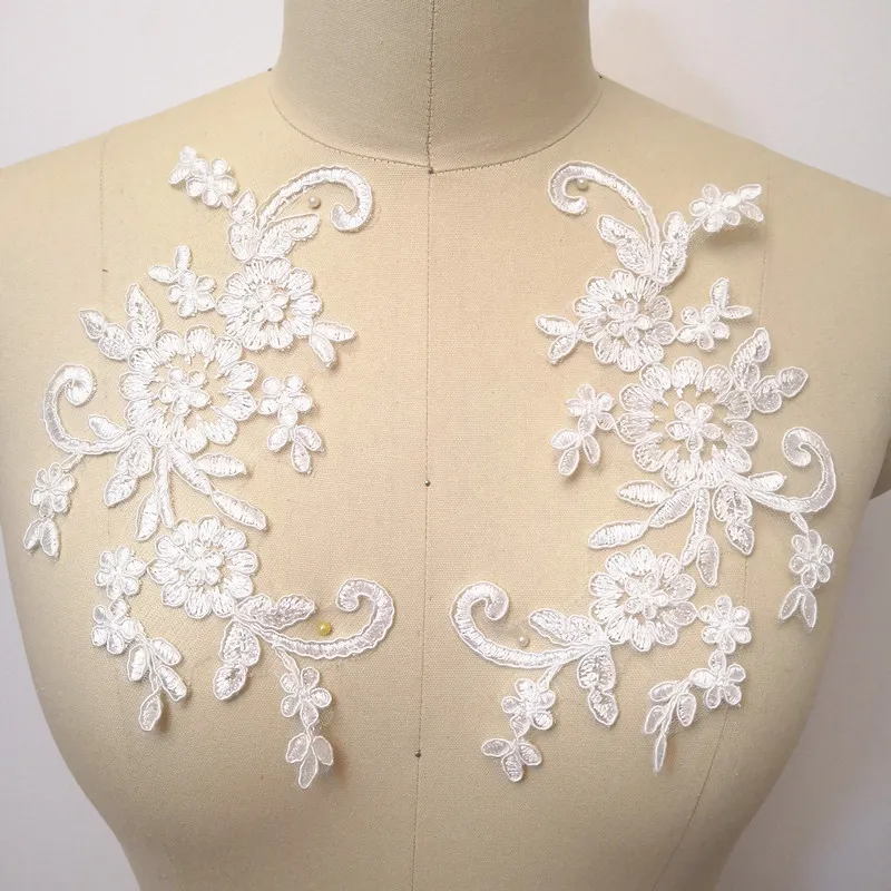beautiful corded flower lace appliques for wedding veil