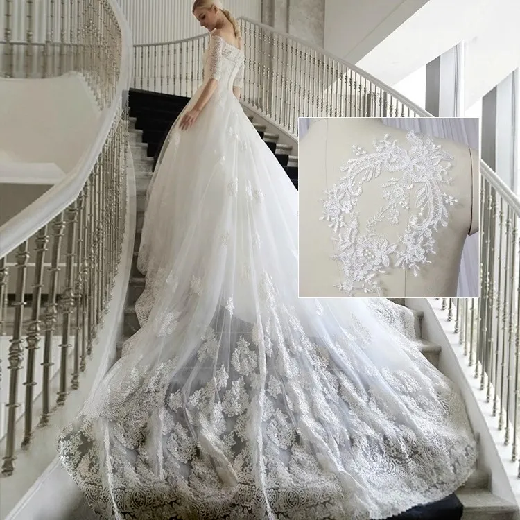 elegant floral lace appliques for bridal dress decor