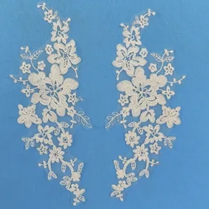 exquisite alencon floral bridal lace appliques pair