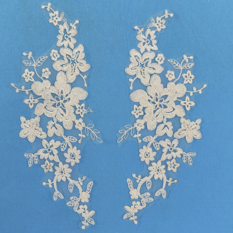 exquisite alencon floral bridal lace appliques pair