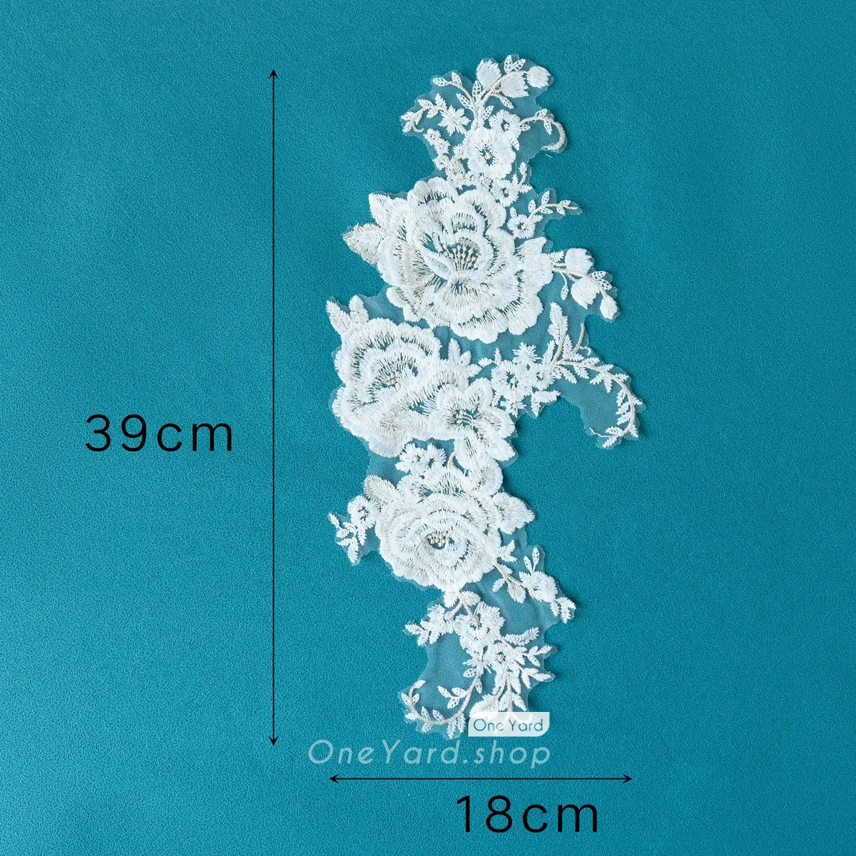 white and beige cotton lace floral motif