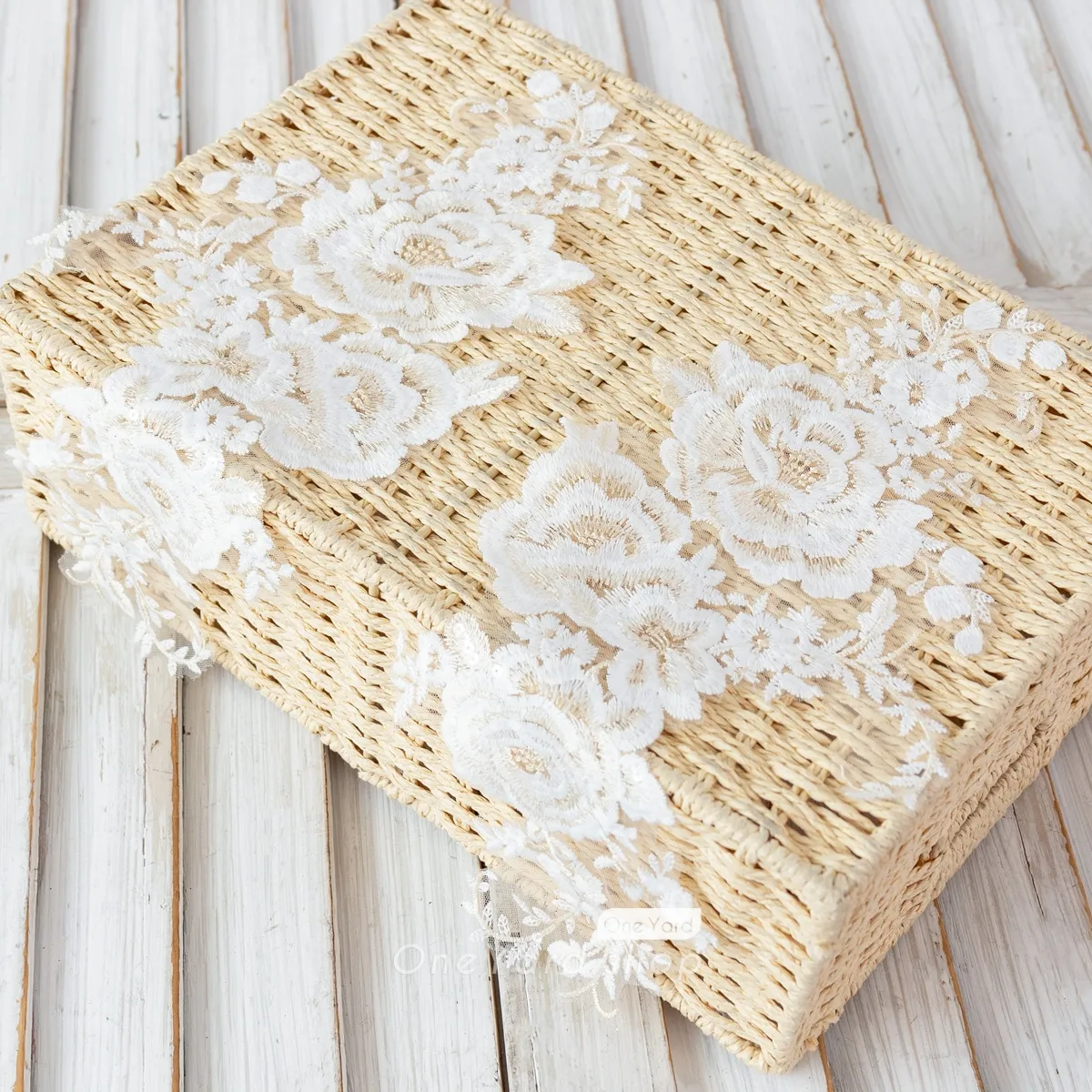white beige cotton lace floral appliques