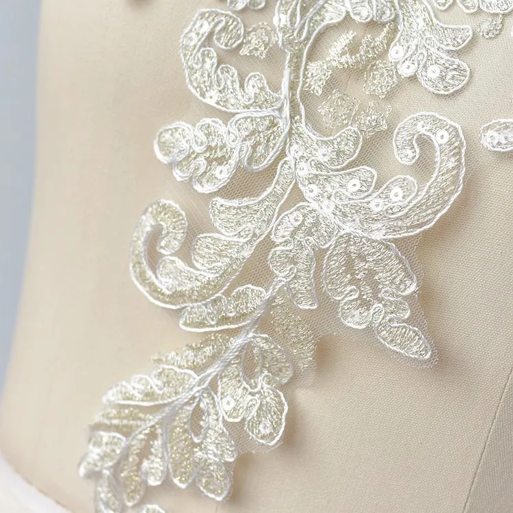 gold embroidery sequinned floral lace motif