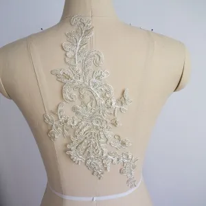 gold embroidery sequinned patches bridal lace motifs