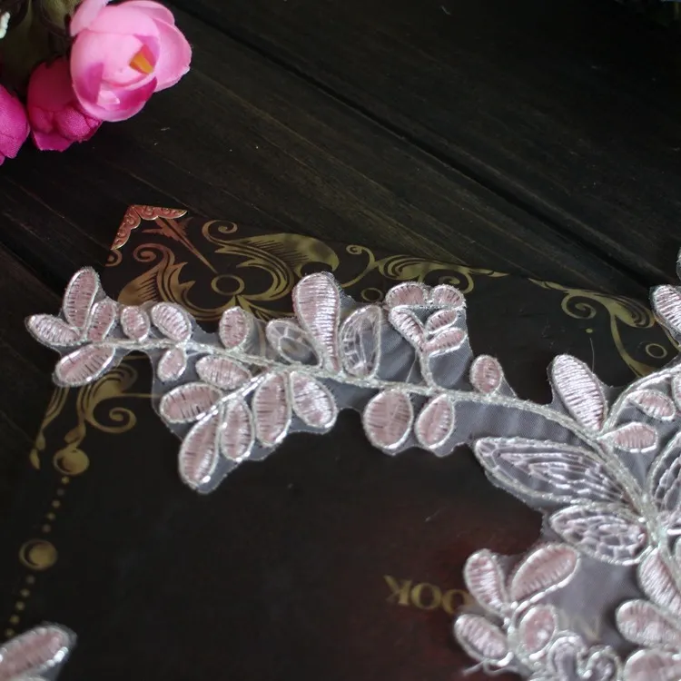 pink flower lace appliques for costume