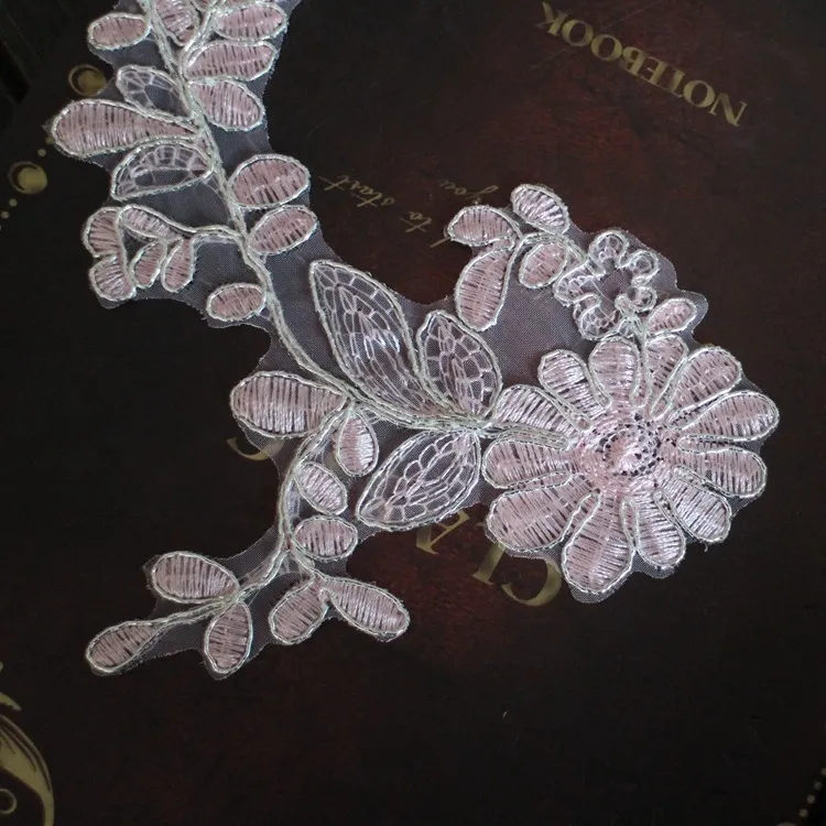 pink flower lace appliques