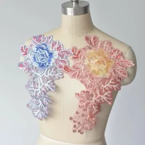 colorful floral embroidery appliques for sewing clothes