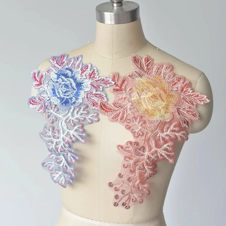 colorful floral embroidery appliques for sewing clothes